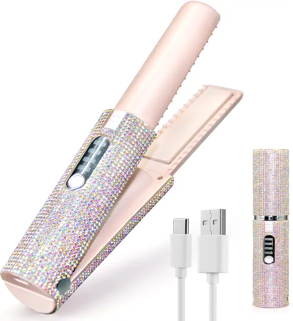 Bling  Rhinestone Portable mini hair straightener